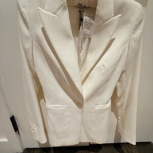 Reiss Cream Textured Single-Button Blazer